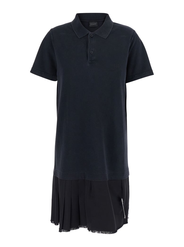 black layered dress with polo collar by Selfnex
