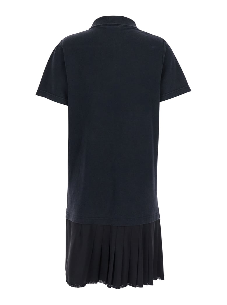 black layered dress with polo collar by Selfnex