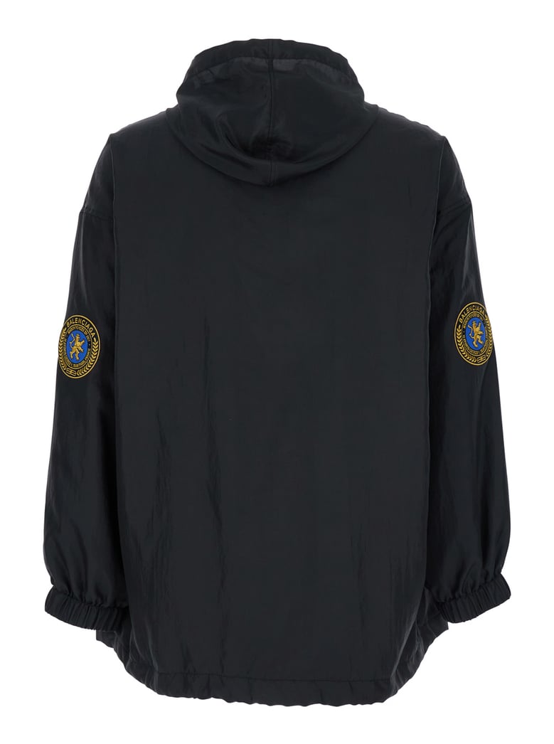 black jacket with logo details by Selfnex