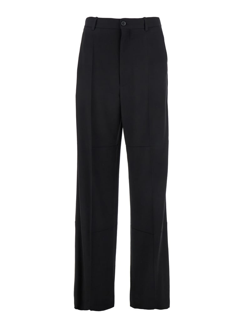 black wool blend pants with belt loops by Selfnex