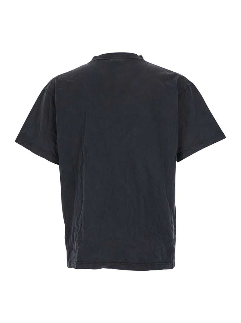 black crewneck t-shirt with logo print by Selfnex