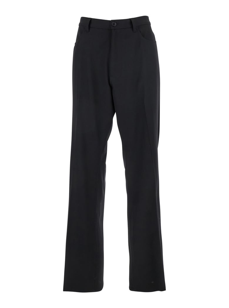 black tailored trousers with belt loops by Selfnex