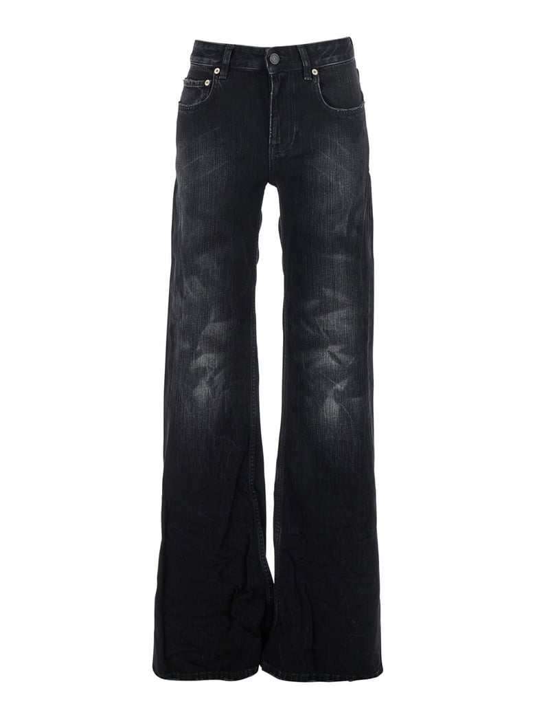 black wide leg jeans with faded effect by Selfnex