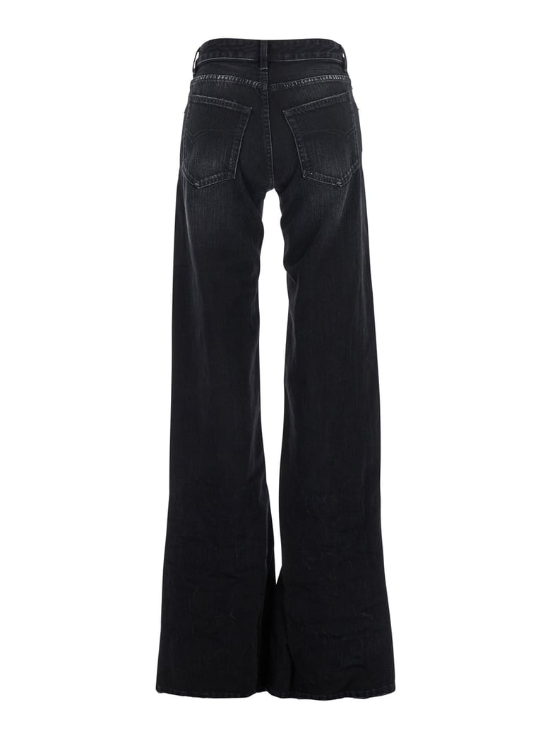 black wide leg jeans with faded effect by Selfnex
