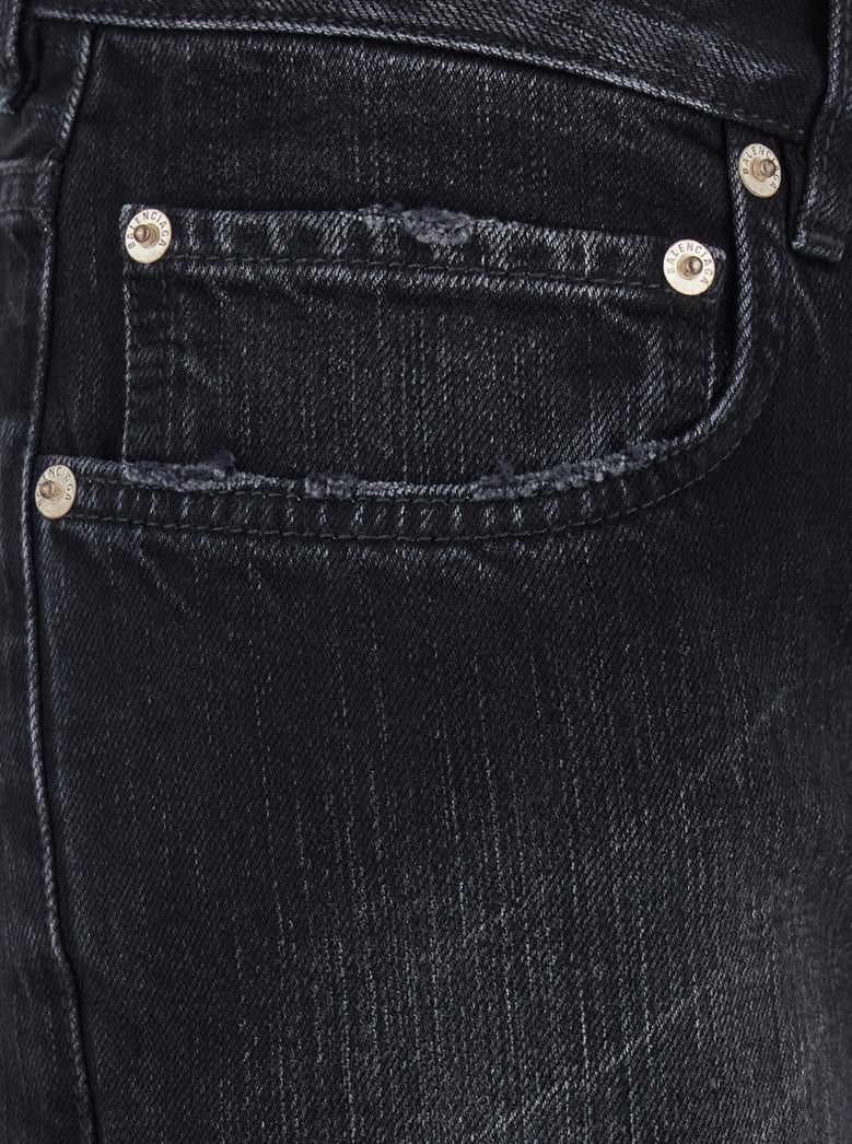black wide leg jeans with faded effect by Selfnex