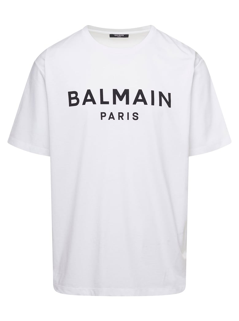 white crewneck t-shirt with logo print by Selfnex