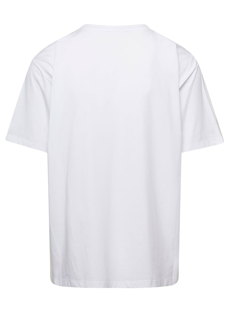 white crewneck t-shirt with logo print by Selfnex