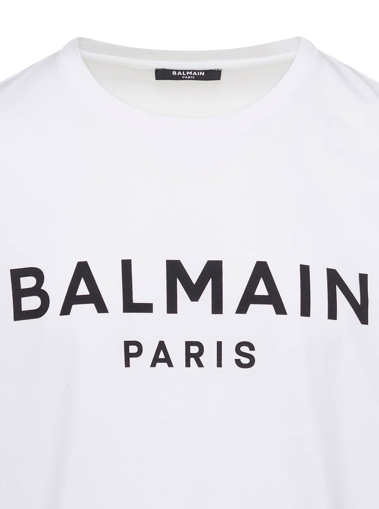 white crewneck t-shirt with logo print by Selfnex