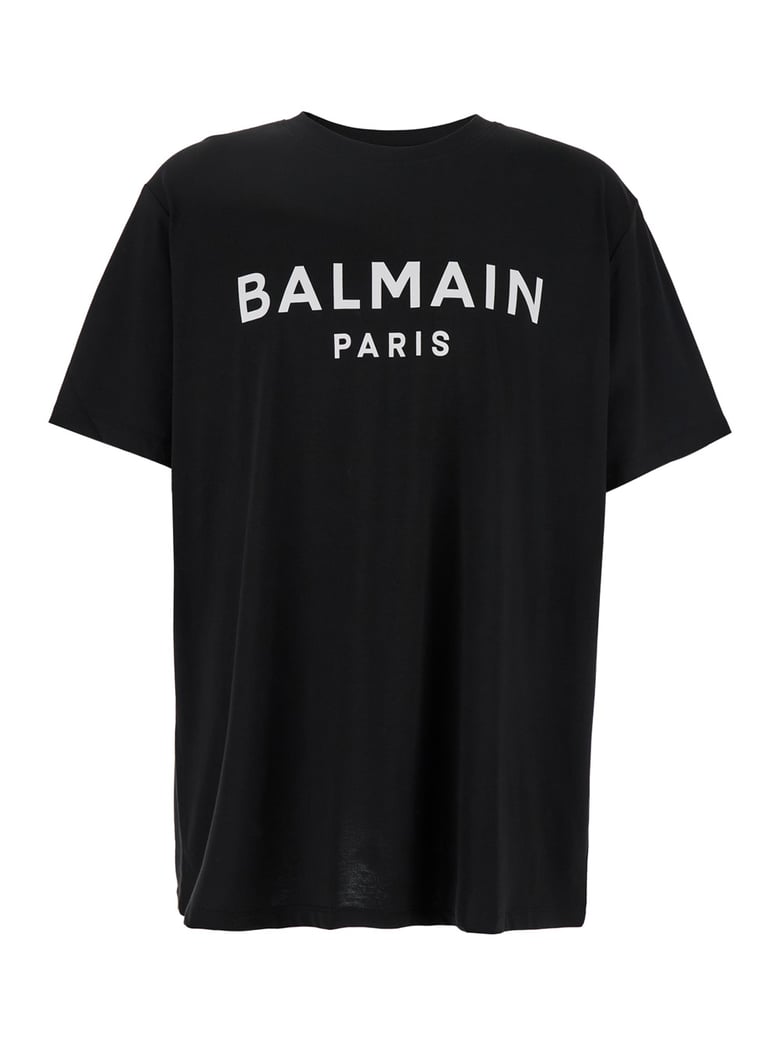 black crewneck t-shirt with logo by Selfnex