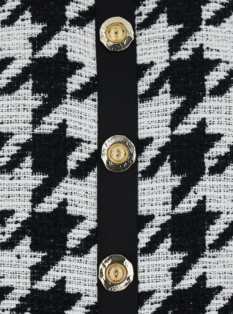 halterneck mini dress with houndstooth motif by Selfnex