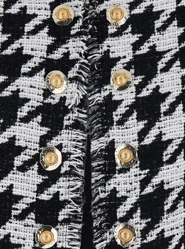 black and white jacket with check motif by Selfnex