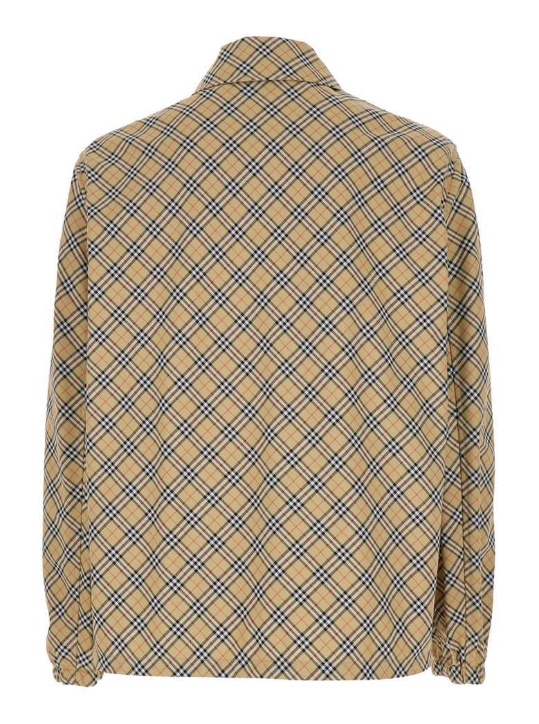 beige jacket with classic collar and check motif by Selfnex