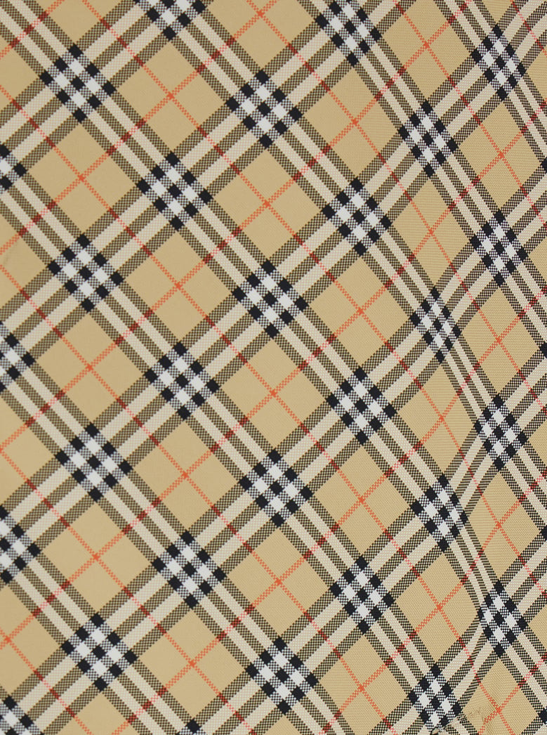 beige jacket with classic collar and check motif by Selfnex