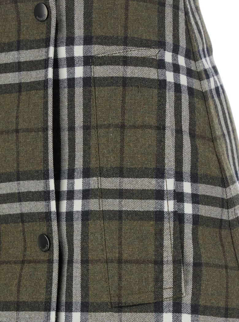 green virgin wool skirt with check motif by Selfnex