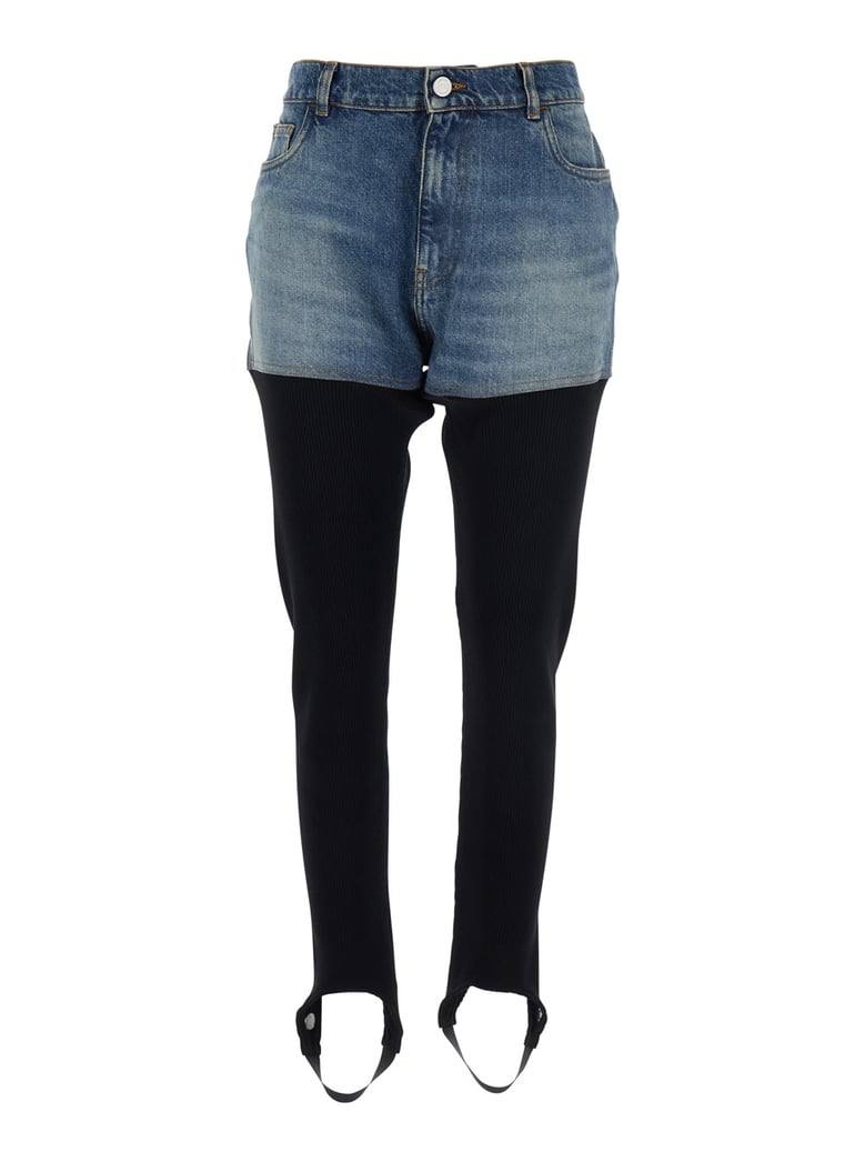 multicolor ribbed leggings with logo plaque by Selfnex