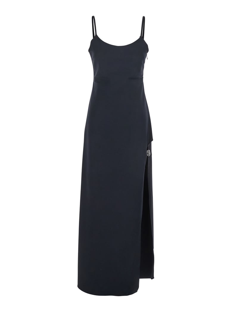 black long dress with thin straps by Selfnex