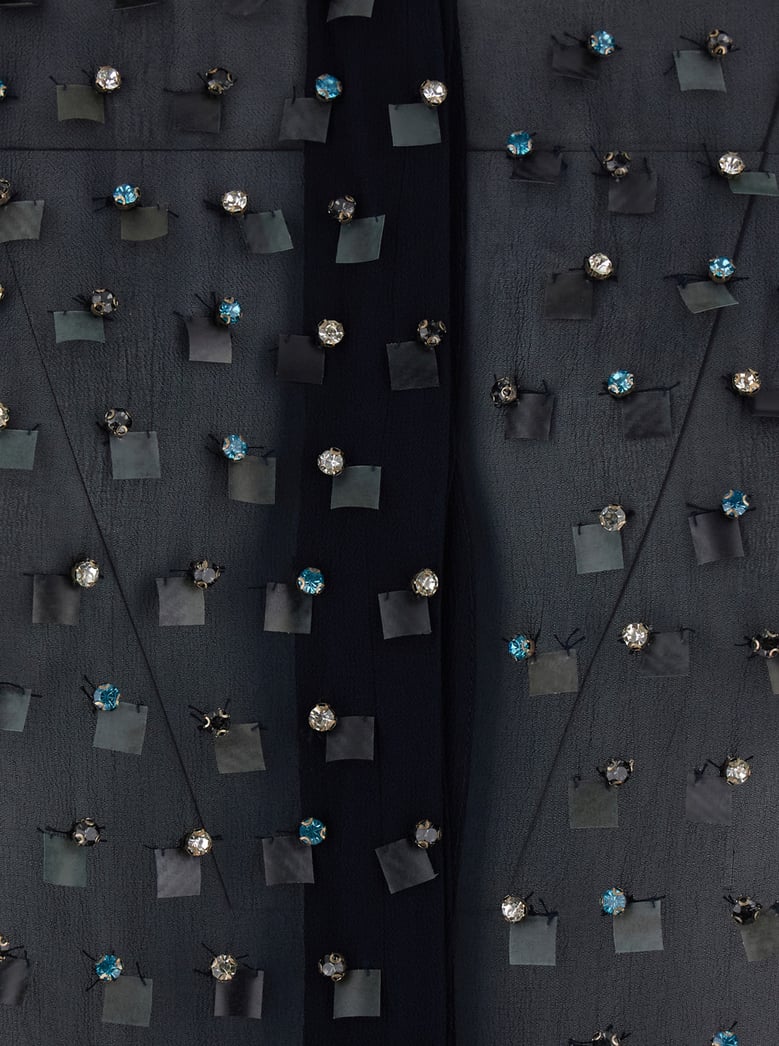 blue shirt with crystal application by Selfnex