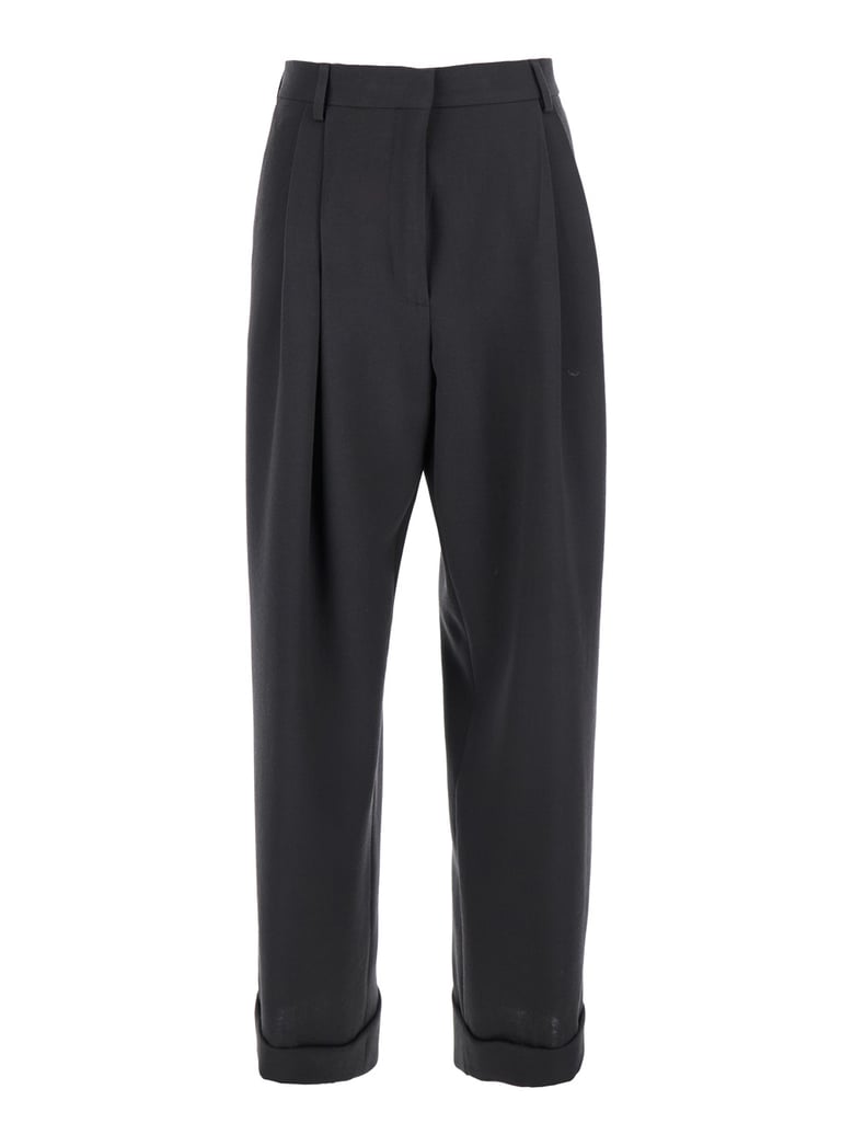 grey pants with turn-up hem by Selfnex