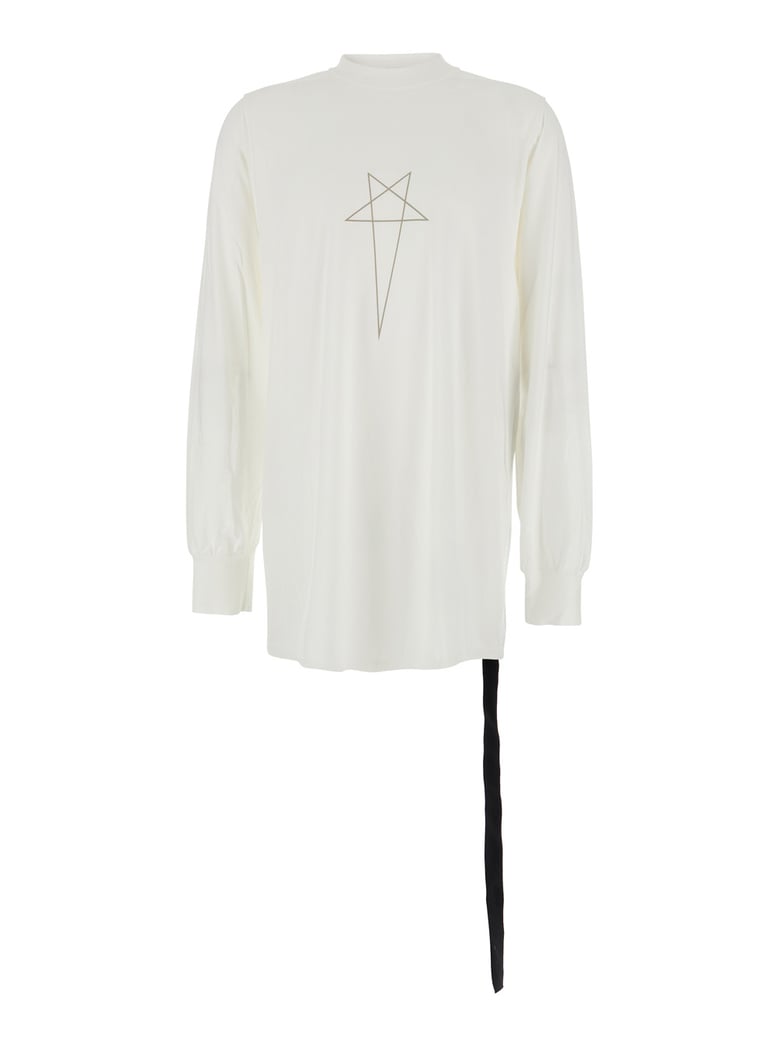 white crewneck t-shirt with logo print by Selfnex