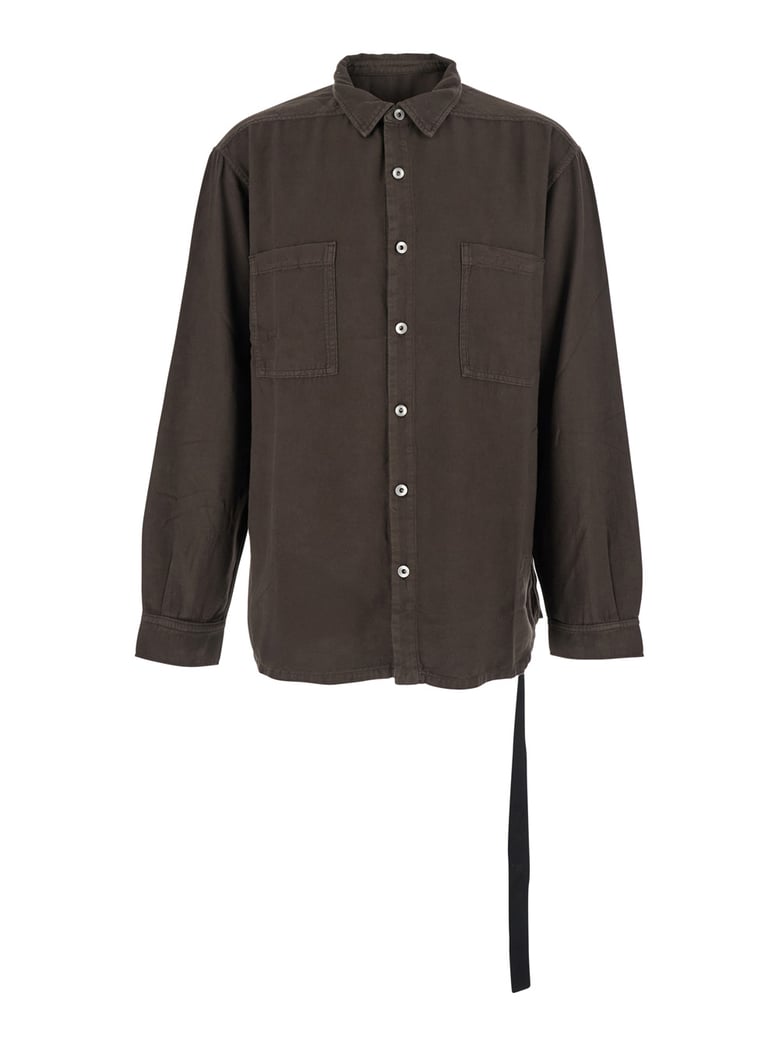 brown classic collar shirt with lace detail by Selfnex