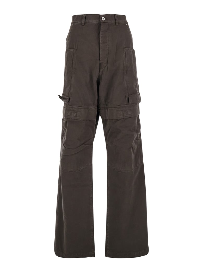 brown wide leg cargo pants with patch pockets by Selfnex