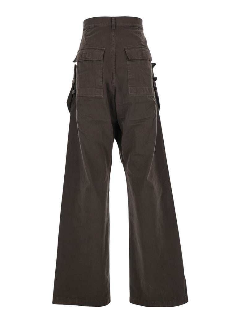 brown wide leg cargo pants with patch pockets by Selfnex