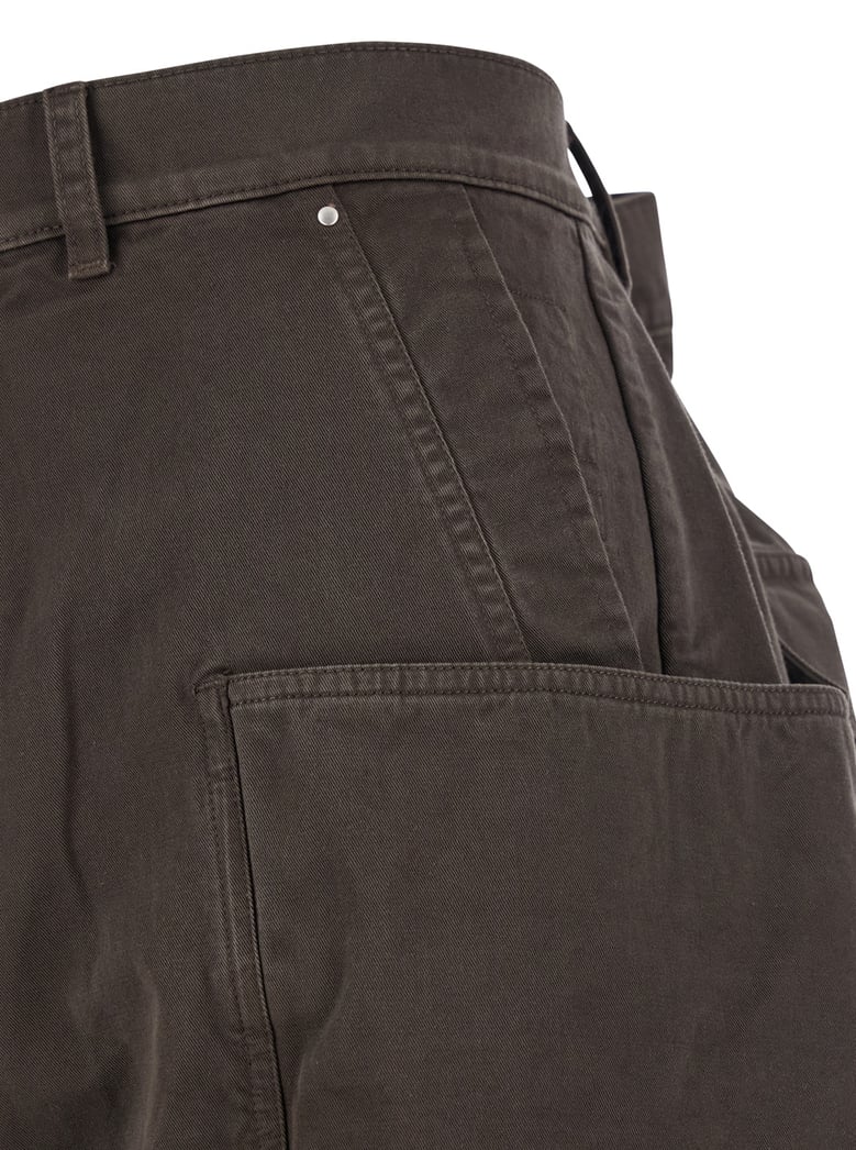 brown wide leg cargo pants with patch pockets by Selfnex