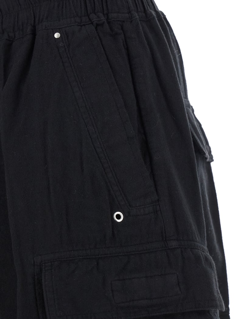 black cargo pants with drawstring waist by Selfnex