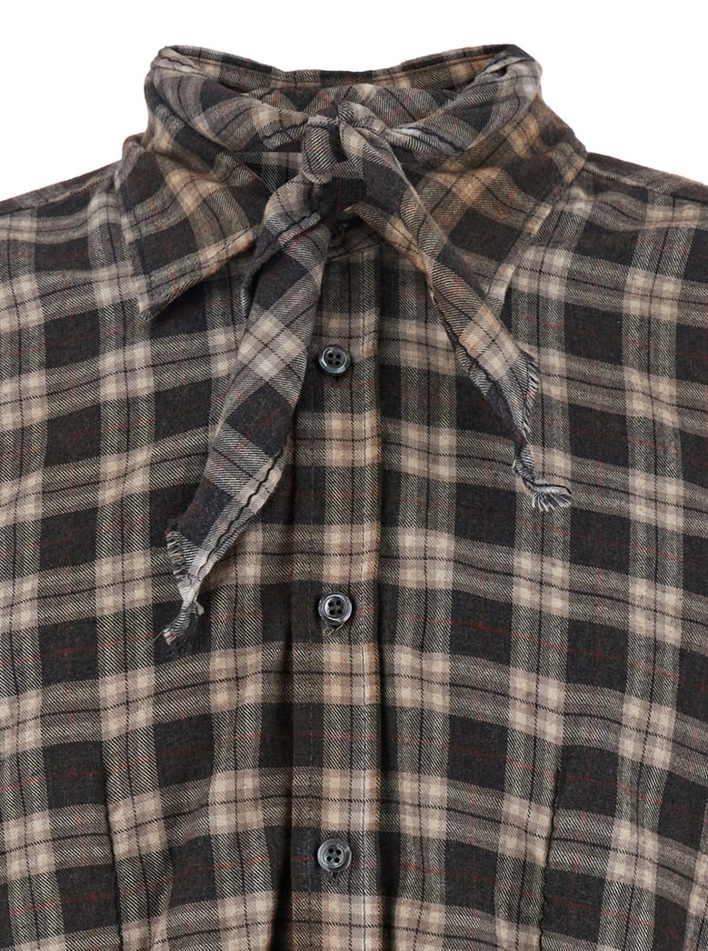 brown shirt with tie detail by Selfnex
