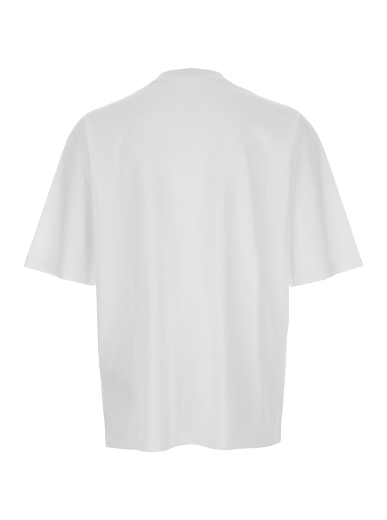 white crewneck t-shirt with maxi print by Selfnex