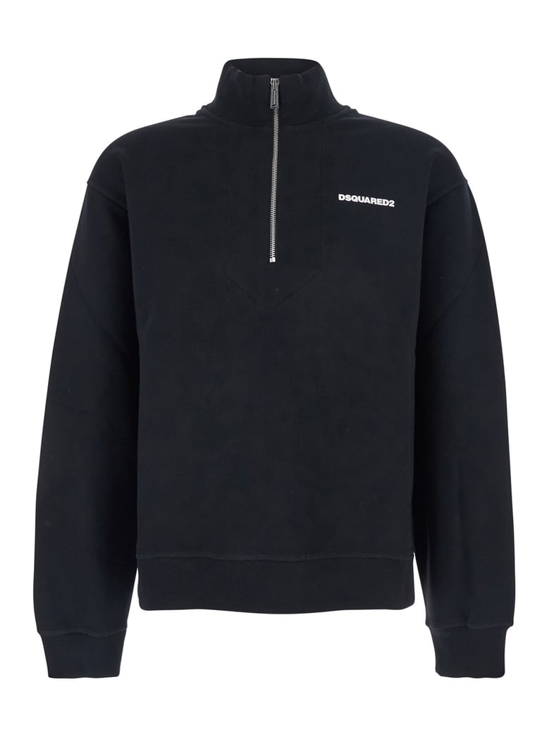 black high neck sweatshirt with lettering logo by Selfnex