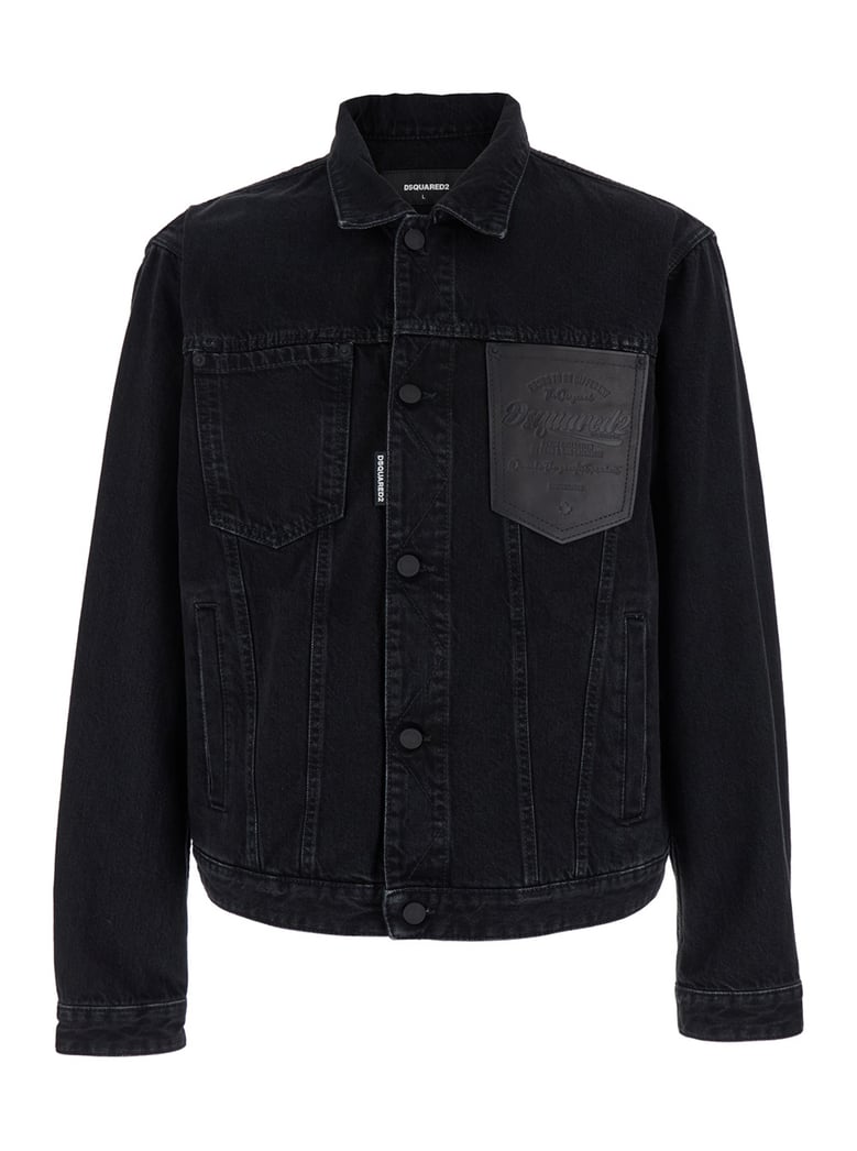 black denim jacket with classic collar by Selfnex