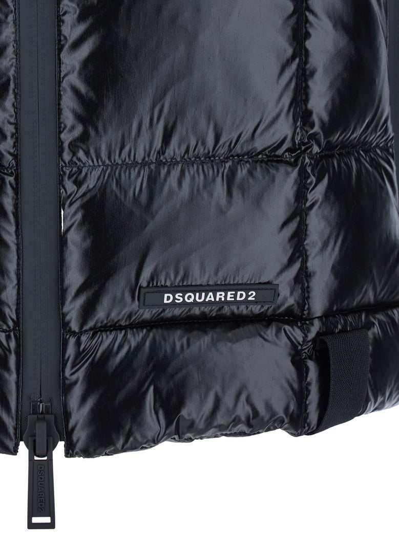black sleeveless down jacket with high neck by Selfnex