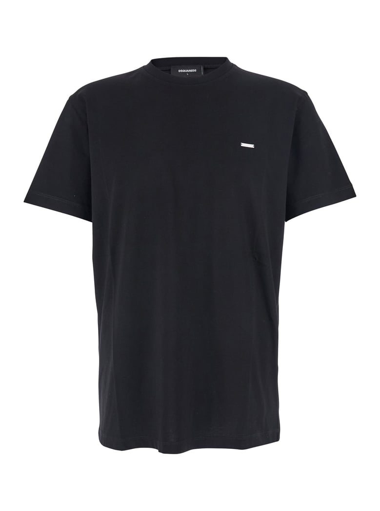 black crewneck t-shirt with patch logo by Selfnex