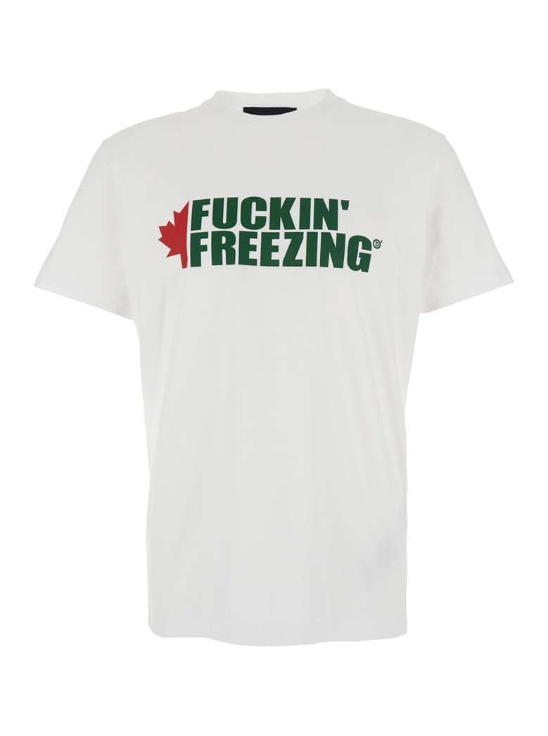 white crewneck t-shirt with front print by Selfnex