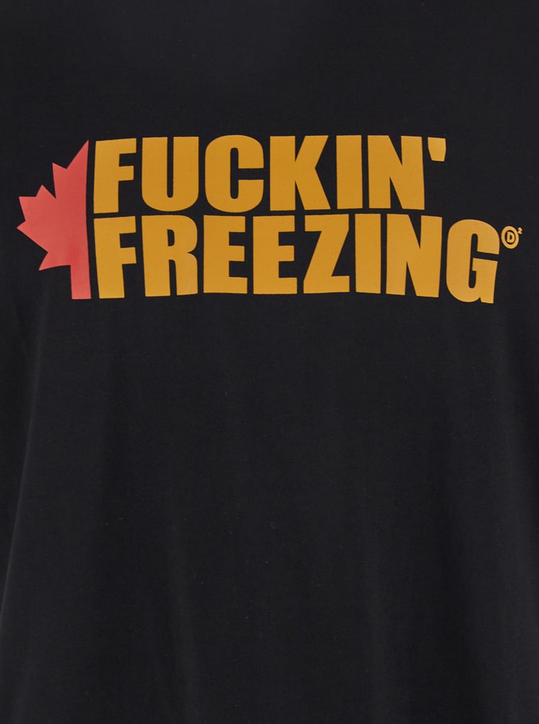 black crewneck t-shirt with front print by Selfnex
