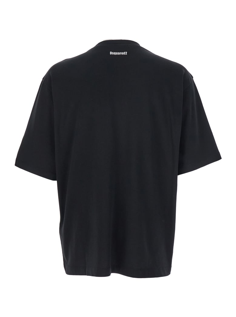 black crewneck t-shirt with logo by Selfnex
