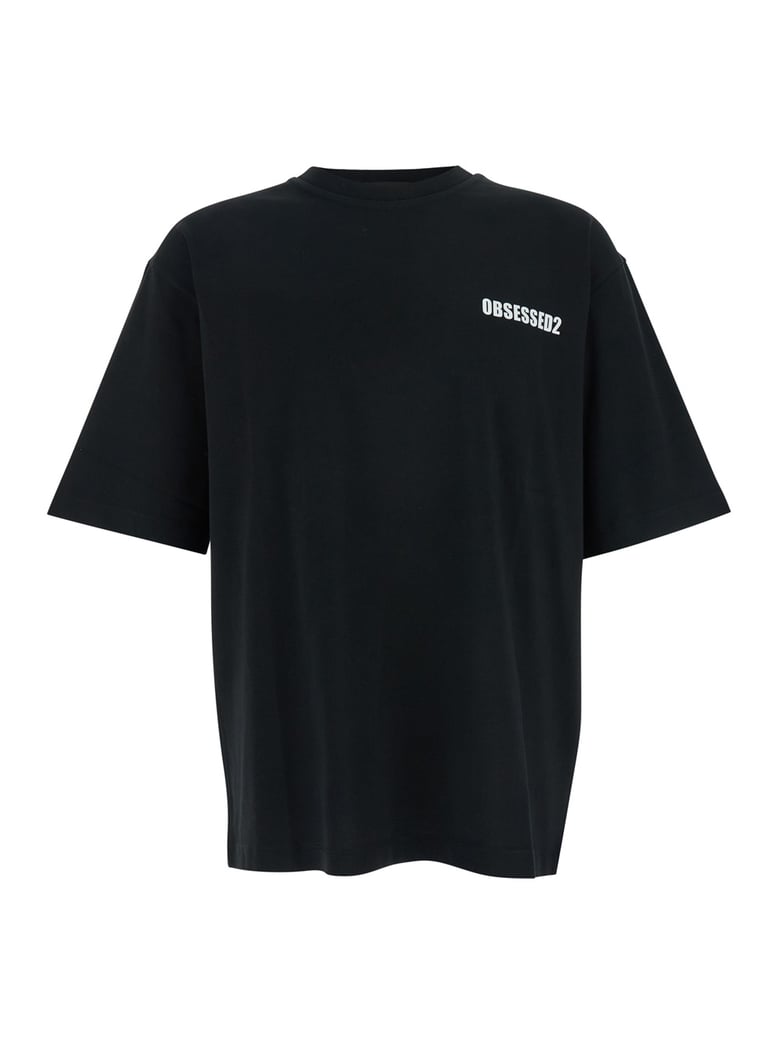 black cotton t-shirt with front logo by Selfnex