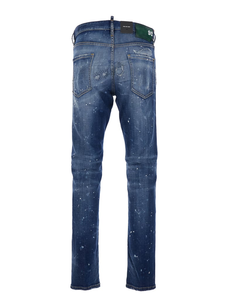 blue jeans with belt loops and painted details by Selfnex