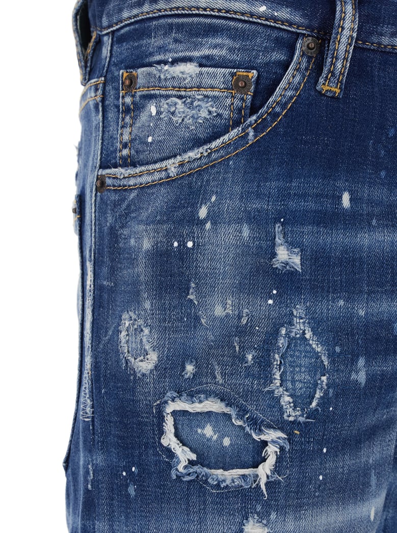 blue jeans with belt loops and painted details by Selfnex