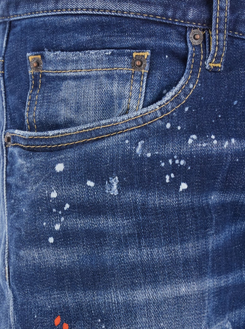 tidy biker blue jeans with logo patch by Selfnex