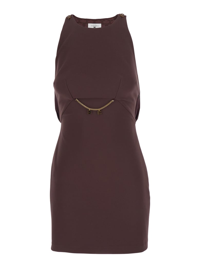 bordeaux sleeveless dress with chain decoration by Selfnex
