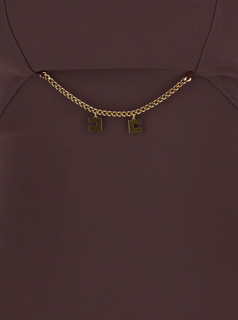 bordeaux sleeveless dress with chain decoration by Selfnex