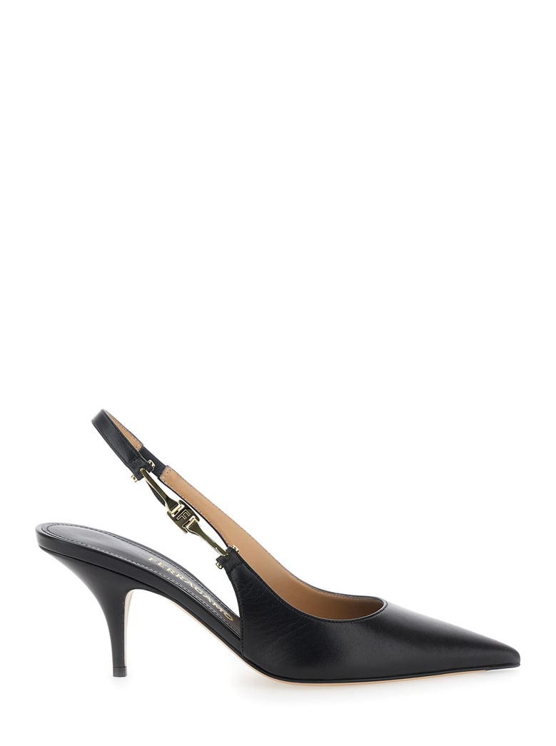 black slingback pumps with stiletto heel by Selfnex