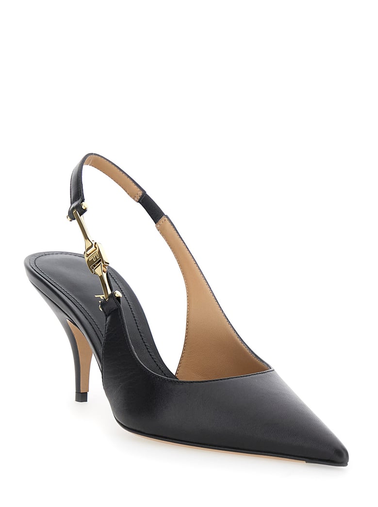 black slingback pumps with stiletto heel by Selfnex