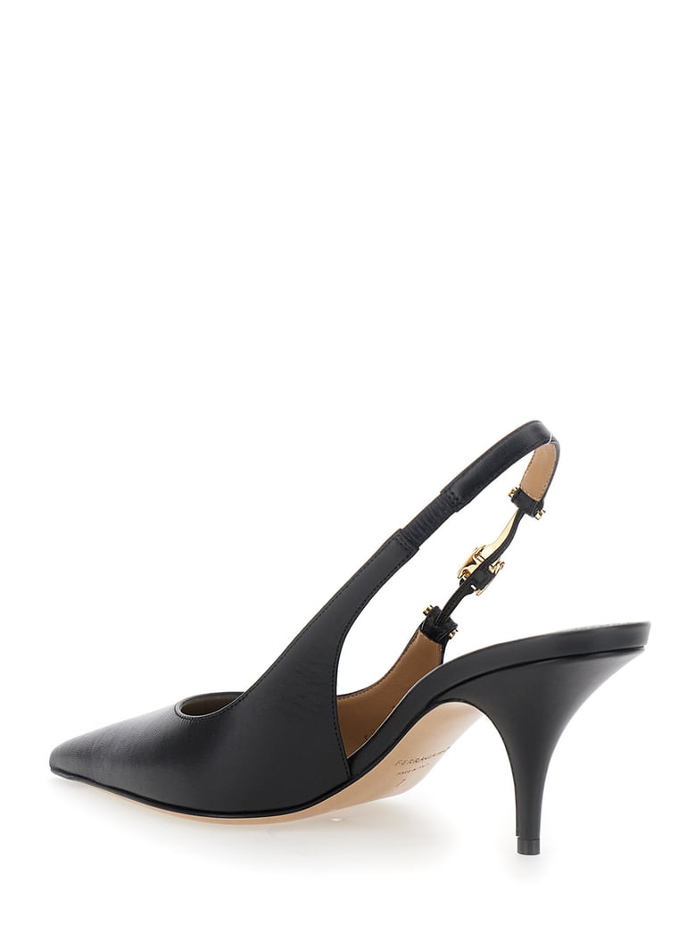 black slingback pumps with stiletto heel by Selfnex