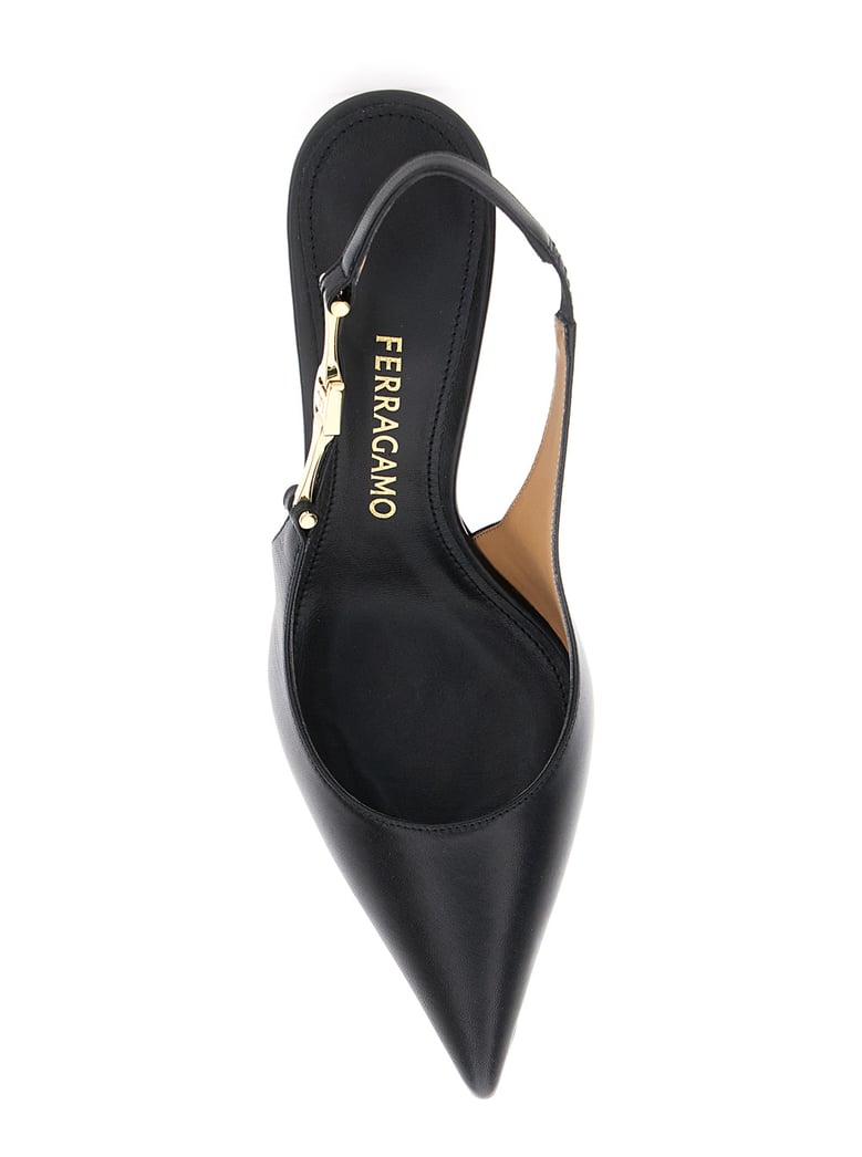 black slingback pumps with stiletto heel by Selfnex