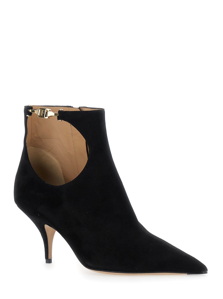 black ankle boots with cut-out detail by Selfnex