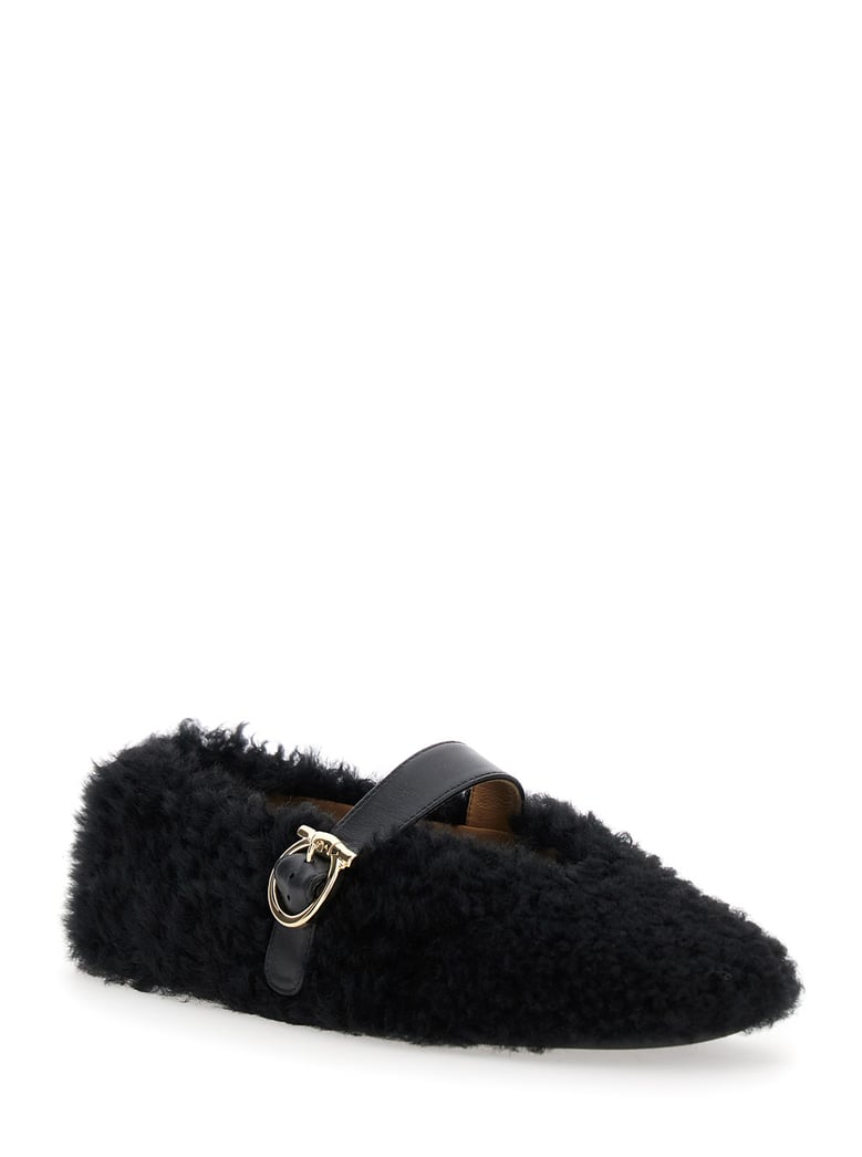 shearling ballerinas with buckle closure by Selfnex