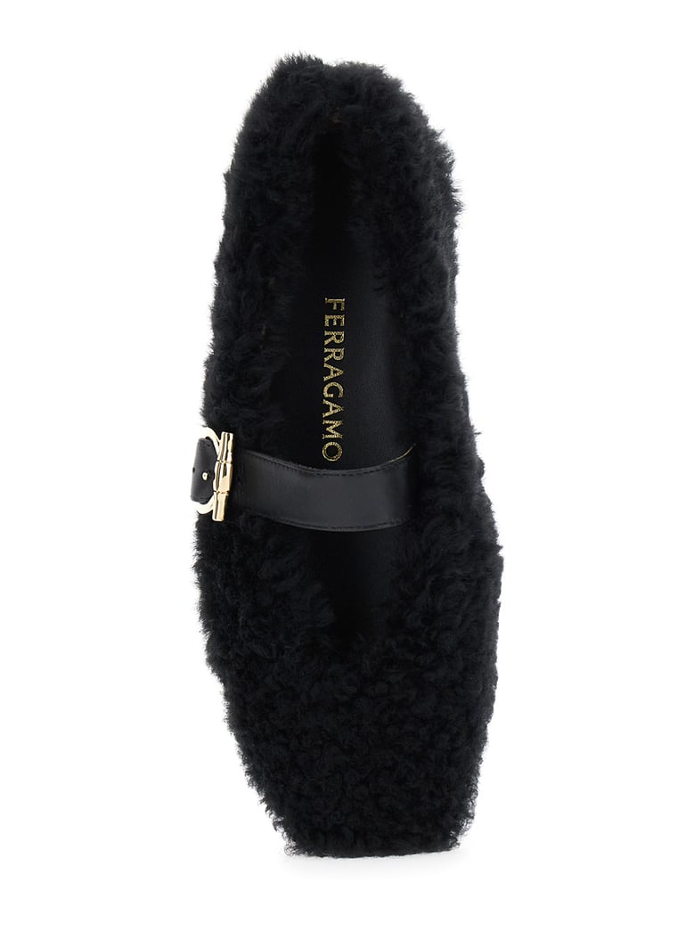 shearling ballerinas with buckle closure by Selfnex